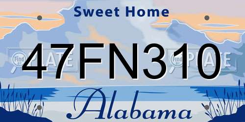 47FN310 Alabama License Plate