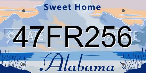 47FR256 Alabama License Plate