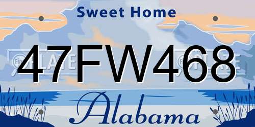 47FW468 Alabama License Plate