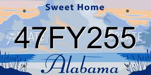 47FY255 Alabama License Plate