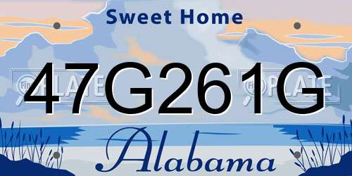 47G261G Alabama License Plate