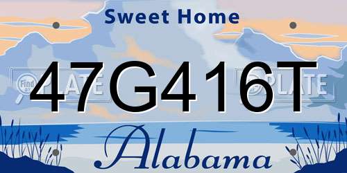 47G416T Alabama License Plate