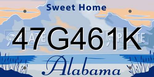 47G461K Alabama License Plate