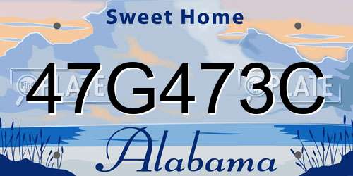 47G473C Alabama License Plate