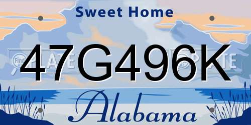 47G496K Alabama License Plate