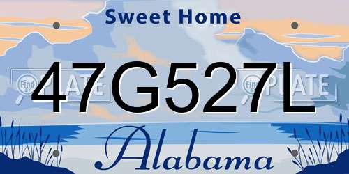 47G527L Alabama License Plate