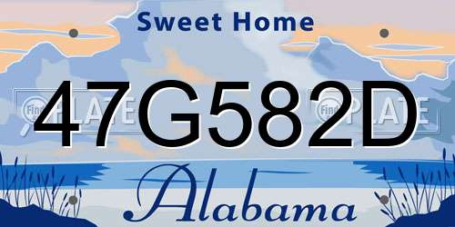 47G582D Alabama License Plate