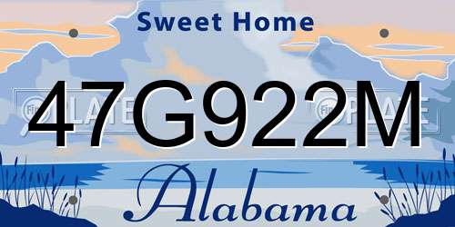 47G922M Alabama License Plate