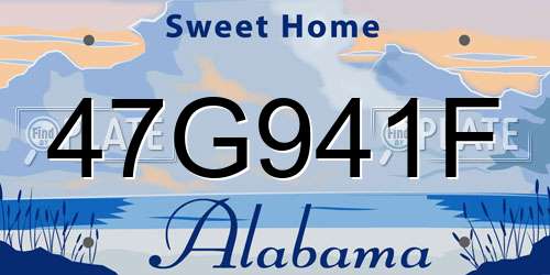 47G941F Alabama License Plate