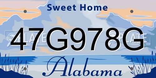 47G978G Alabama License Plate
