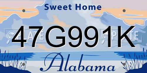 47G991K Alabama License Plate