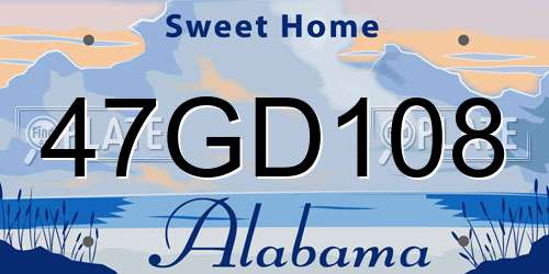 47GD108 Alabama License Plate