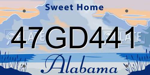 47GD441 Alabama License Plate