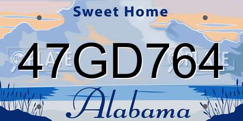 47GD764 Alabama License Plate