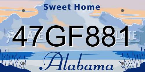47GF881 Alabama License Plate