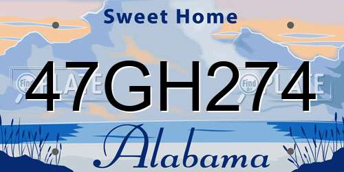 47GH274 Alabama License Plate