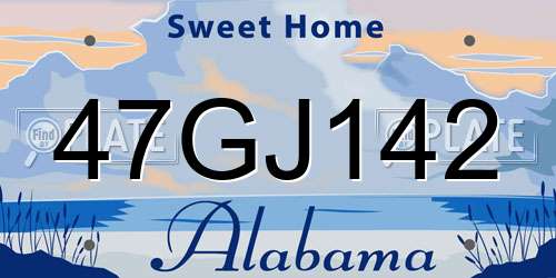 47GJ142 Alabama License Plate