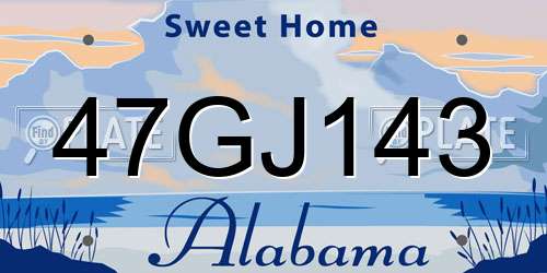 47GJ143 Alabama License Plate