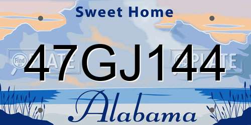 47GJ144 Alabama License Plate