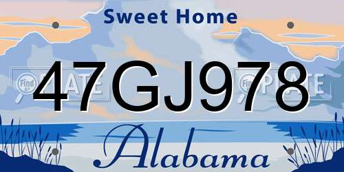 47GJ978 Alabama License Plate