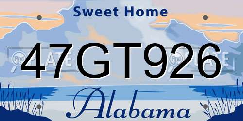 47GT926 Alabama License Plate