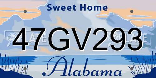 47GV293 Alabama License Plate