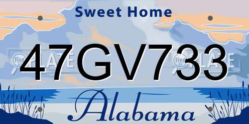 47GV733 Alabama License Plate