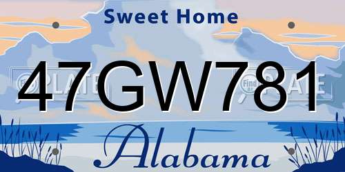 47GW781 Alabama License Plate