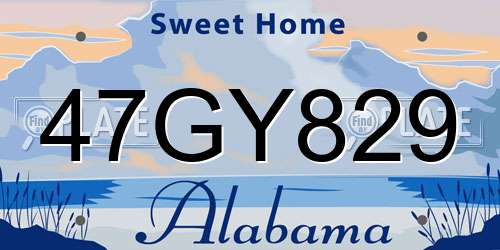 47GY829 Alabama License Plate