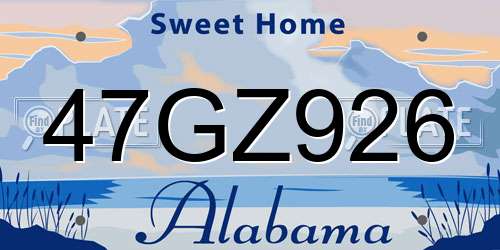 47GZ926 Alabama License Plate
