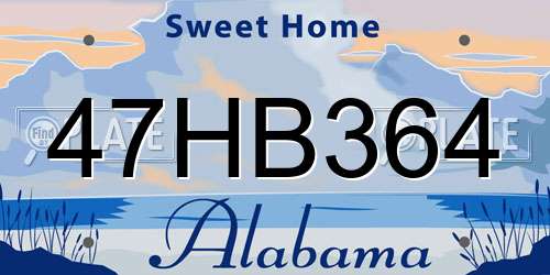 47HB364 Alabama License Plate