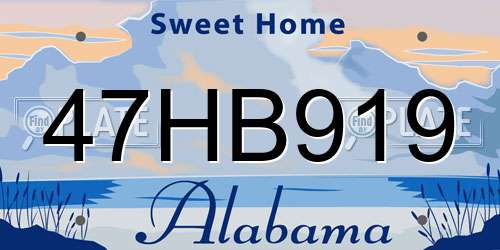 47HB919 Alabama License Plate