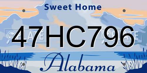 47HC796 Alabama License Plate