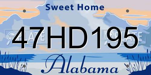 47HD195 Alabama License Plate