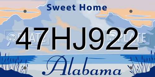 47HJ922 Alabama License Plate