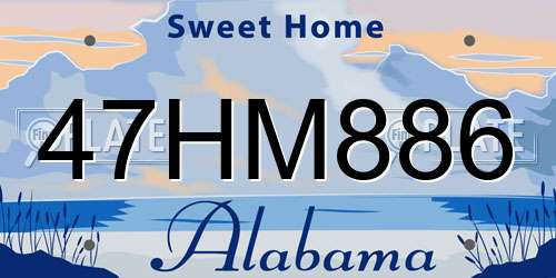 47HM886 Alabama License Plate