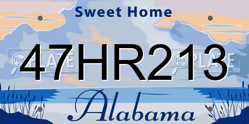47HR213 Alabama License Plate