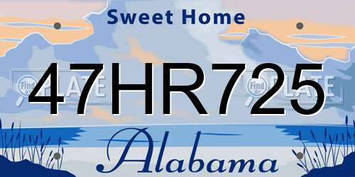 47HR725 Alabama License Plate