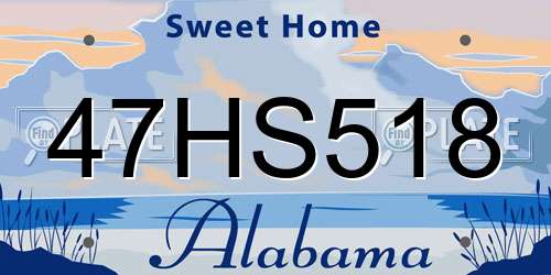 47HS518 Alabama License Plate