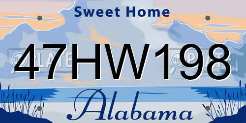47HW198 Alabama License Plate