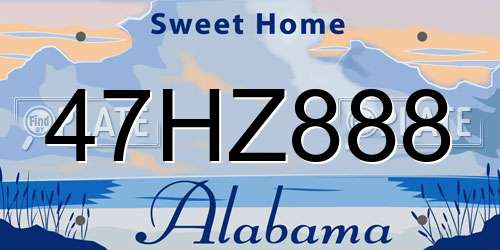 47HZ888 Alabama License Plate