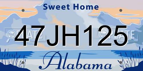 47JH125 Alabama License Plate