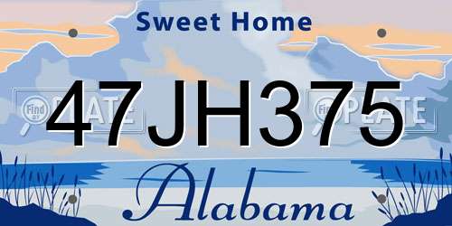 47JH375 Alabama License Plate