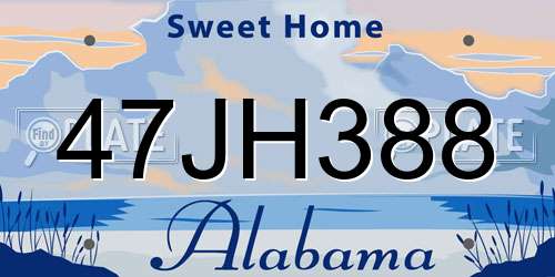 47JH388 Alabama License Plate
