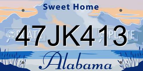 47JK413 Alabama License Plate