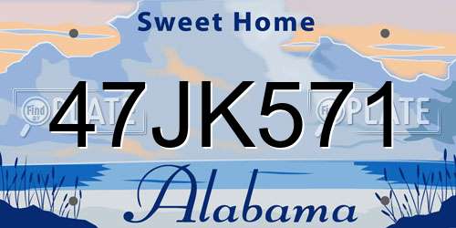 47JK571 Alabama License Plate