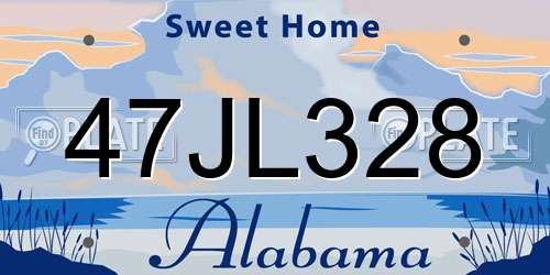 47JL328 Alabama License Plate