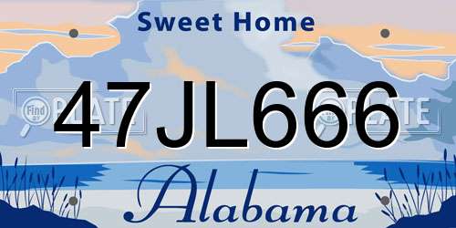 47JL666 Alabama License Plate