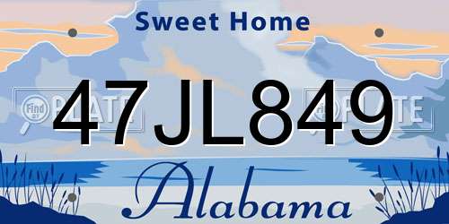 47JL849 Alabama License Plate