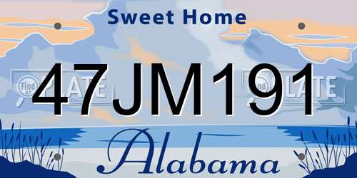 47JM191 Alabama License Plate